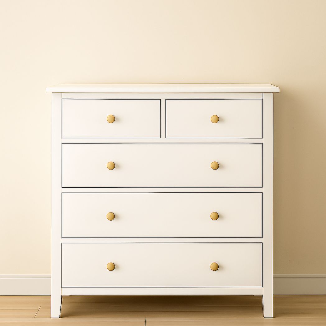 Cómoda de Madera con 5 Cajones Forma Rectangular Blanco 80x100x40cm-Villageforms