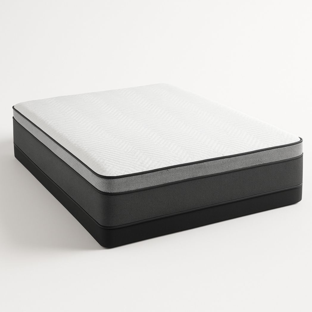 Colchón de espuma viscoelástica en negro/blanco con tejido damasco 180x200x25 cm-Villageforms