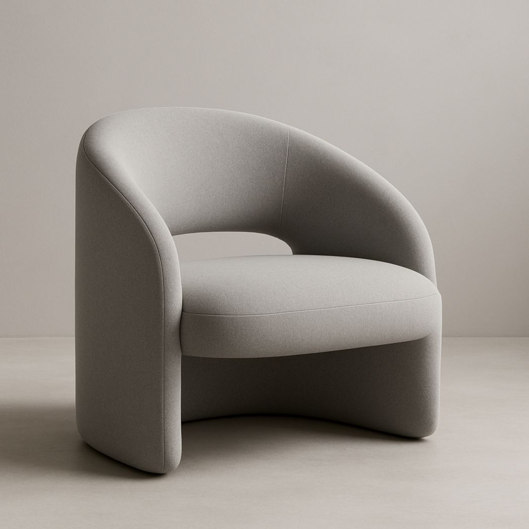 Sillón Curvo de Tela Poliéster Gris 75x80x70 cm-Villageforms