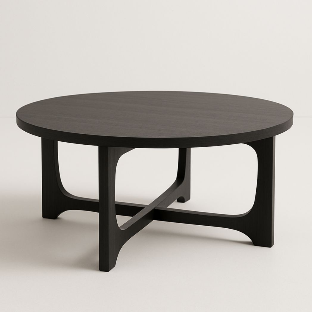 Mesa de centro redonda de MDF marrón 80x45 cm-Villageforms