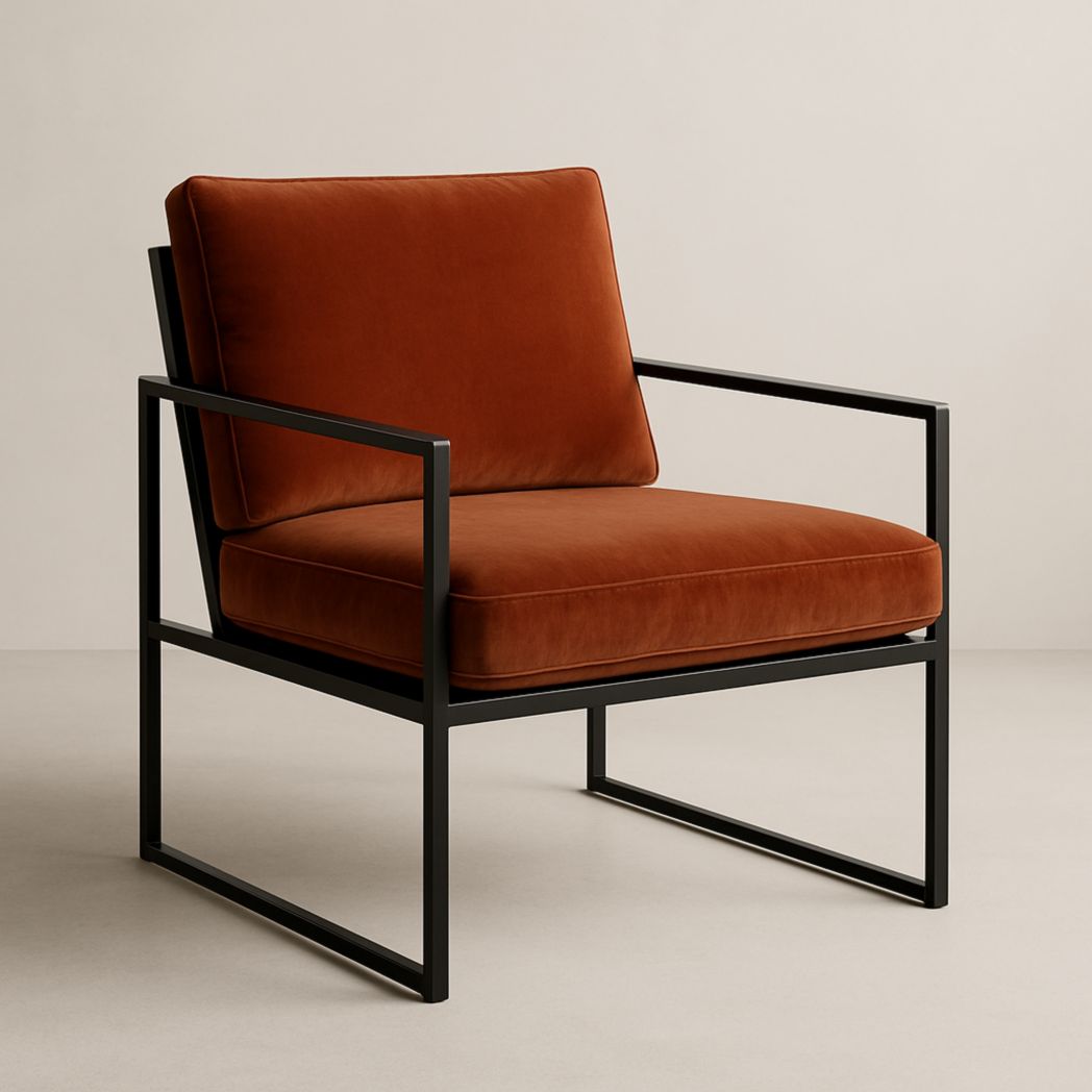 Silla de estructura metálica cojín terciopelo óxido 80x65x75 cm-Villageforms