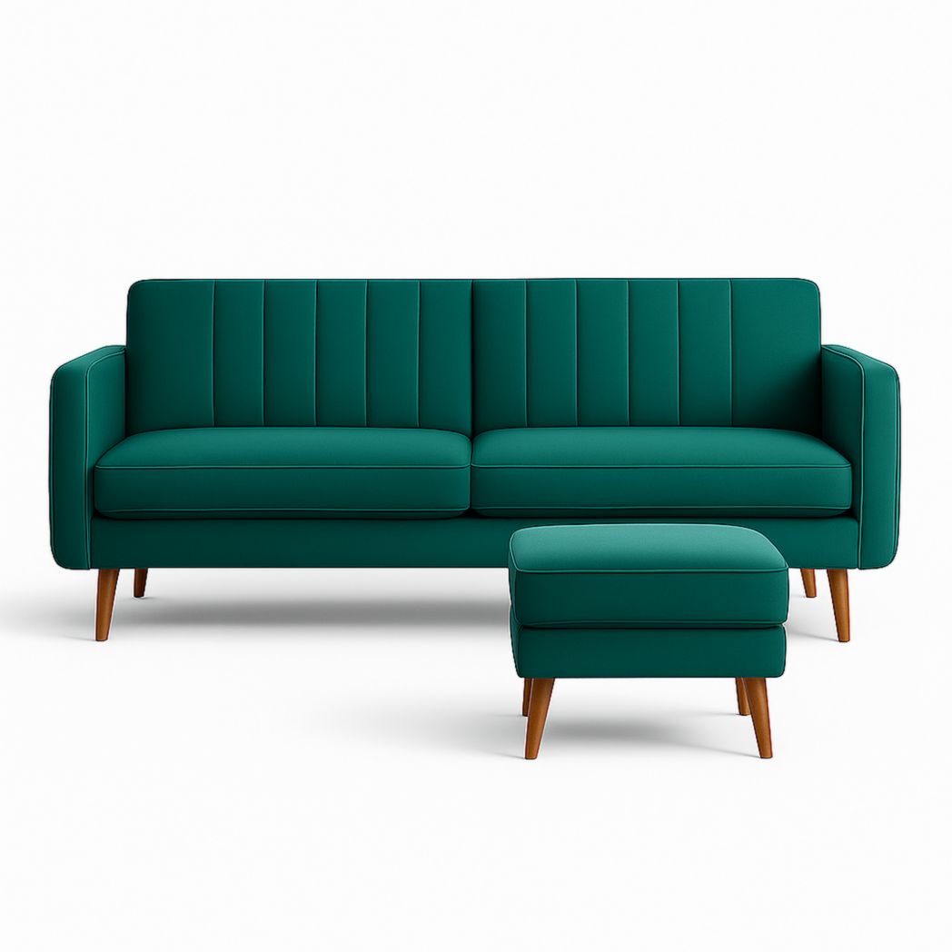 Sofá de tela de poliéster con estructura de madera, juego de 2 piezas 200x80x85 cm-Villageforms