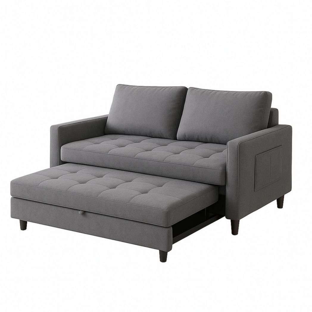 Sofá cama gris de tela de poliéster, tipo extraíble 200x150x90 cm-Villageforms