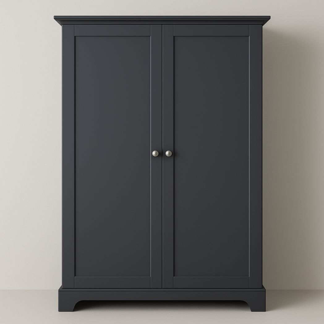 Armario de MDF en color negro grisáceo, 2 puertas, dimensiones 180x120x50 cm-Villageforms