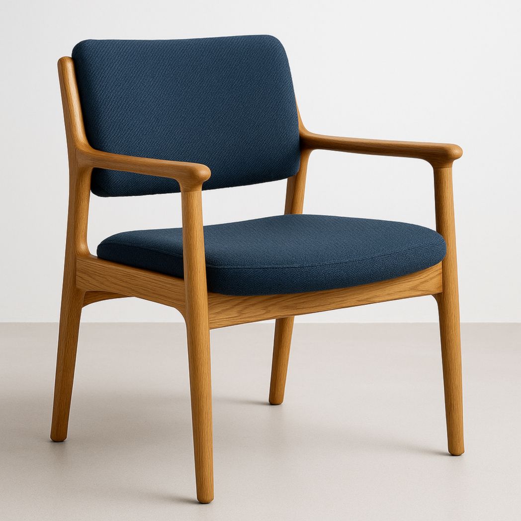 Silla de Madera Roble con Tapizado de Poliéster Azul 85x60x65 cm-Villageforms