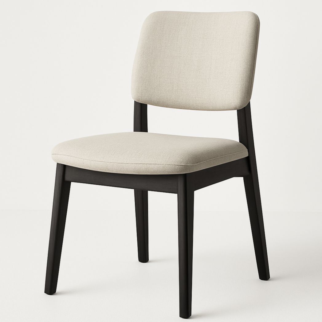 Silla de Tela con Estructura de Madera en Color Crema/Negro, 55x50x80 cm-Villageforms