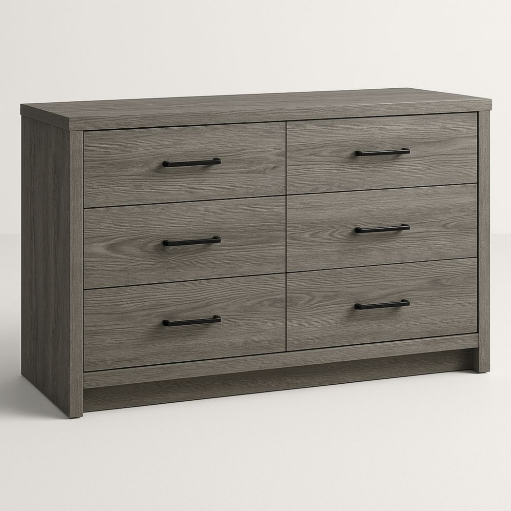 Cajonera de Madera con 6 Cajones en Gris 140x75x45 cm-Villageforms