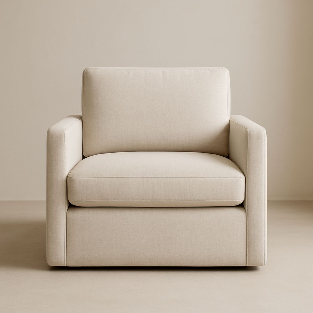 Sillón Individual Tapizado en Poliéster Beige 90cm x 85cm x 75cm-Villageforms
