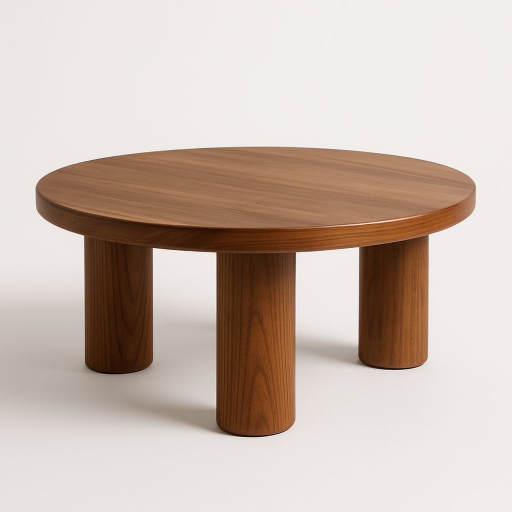 Mesa de Centro Redonda de Madera Marrón 80x40 cm-Villageforms