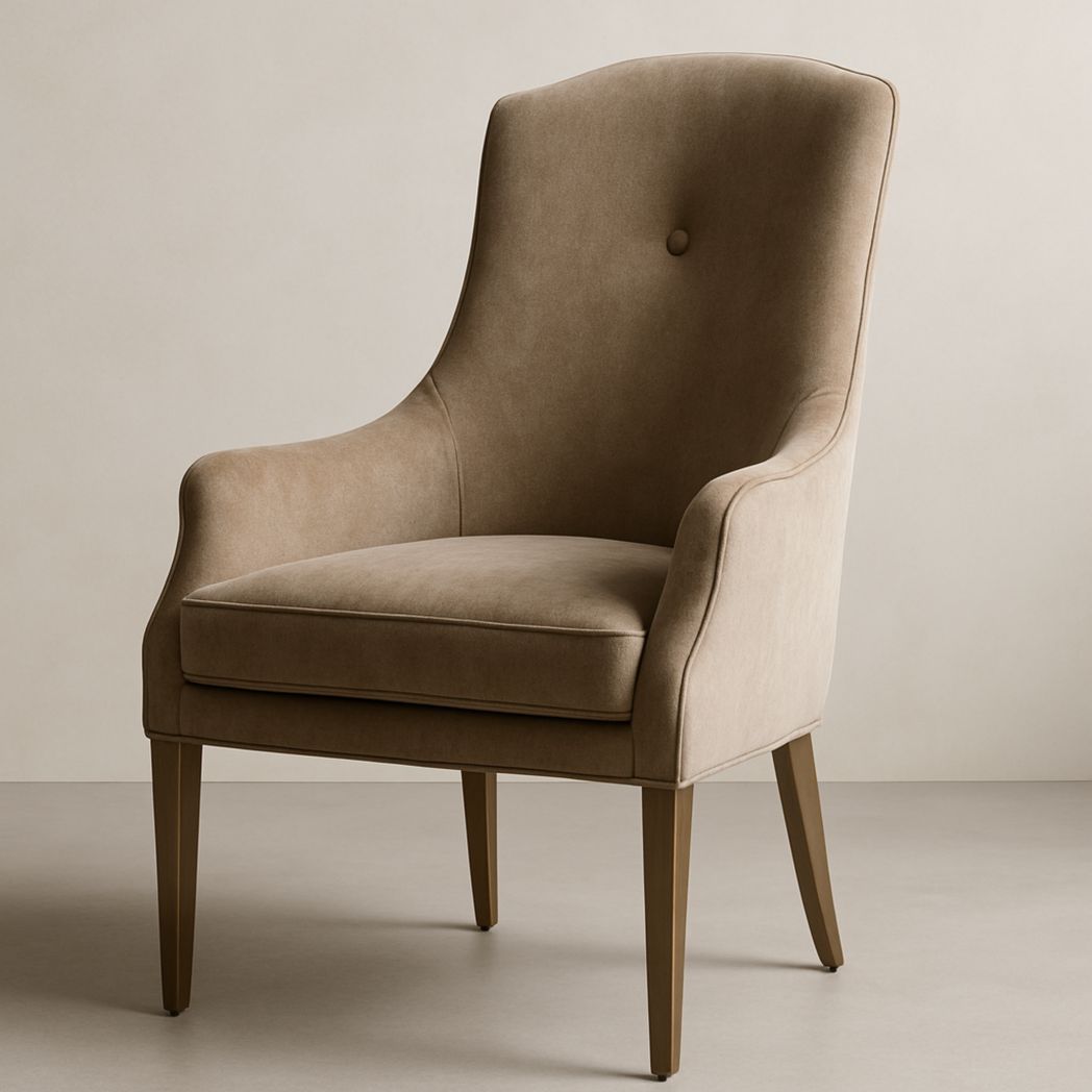 Sillón tapizado poliéster con patas de madera marrón 90 cm x 70 cm x 80 cm-Villageforms