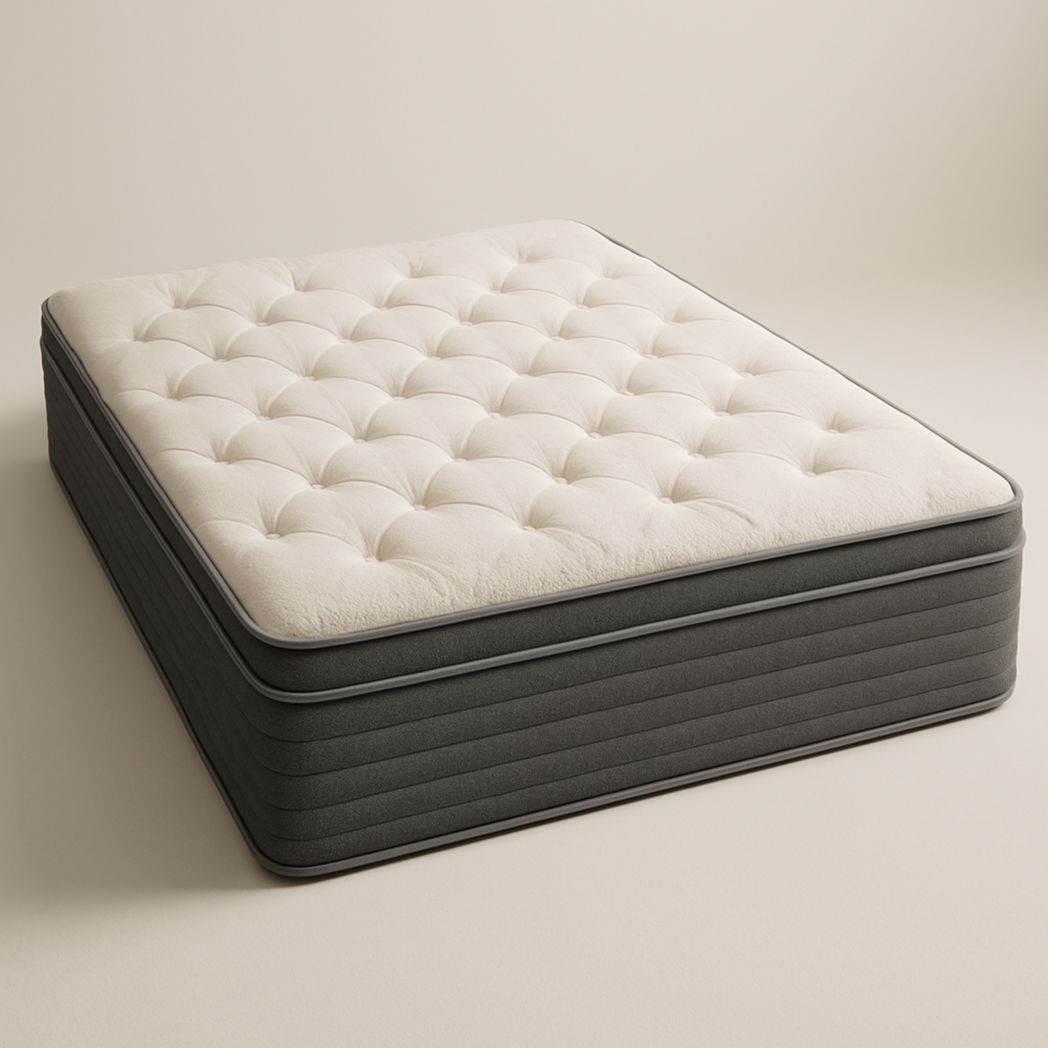 Colchón de espuma viscoelástica blanco/gris con superficie de poliéster, 200x160x30 cm-Villageforms