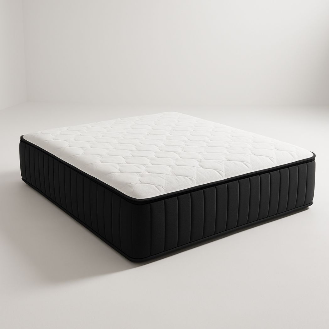 Colchón de espuma viscoelástica blanco/negro con superficie de poliéster, 200x160x25 cm-Villageforms