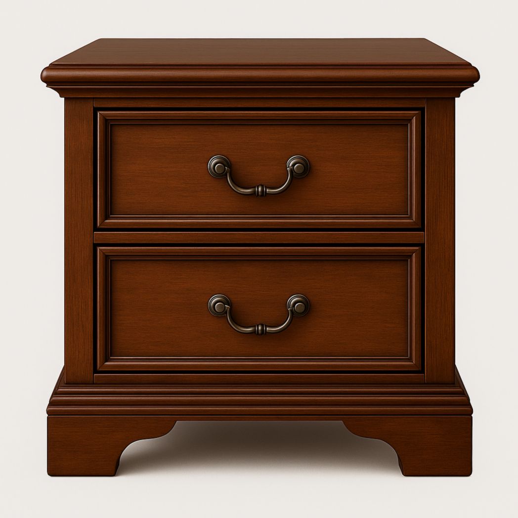 Mesilla de noche de madera maciza con 2 cajones, 55x40x60 cm-Villageforms