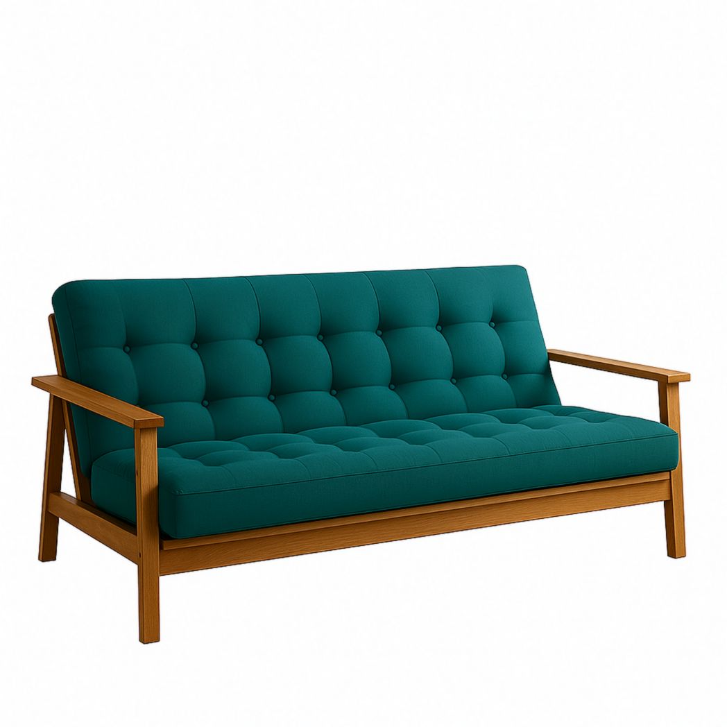 Sofá de Tela y Madera de 3 Plazas Verde 180x75x80 cm-Villageforms