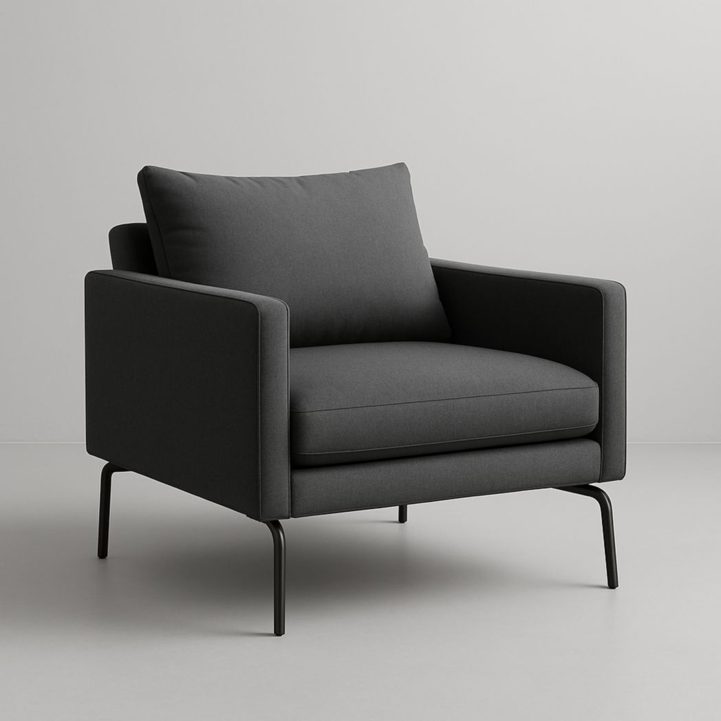 Sillón Individual de Tela Gris con Estructura de Metal 80x85x85 cm-Villageforms