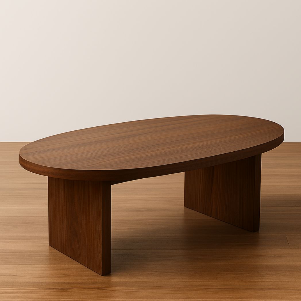 Mesa de Centro Ovalada de Madera Maciza Marrón 120 cm x 60 cm x 35 cm-Villageforms