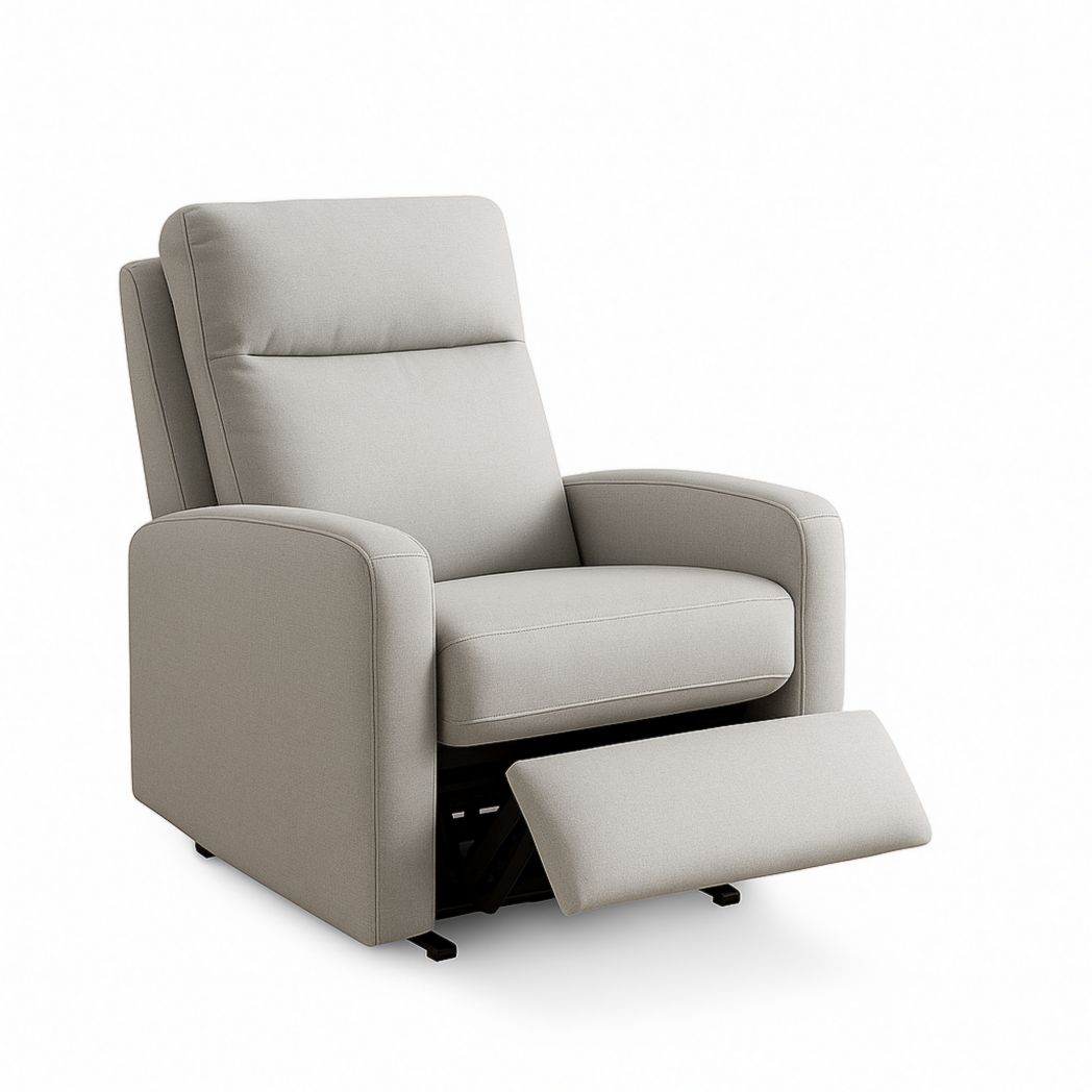 Sillón Recliner de Tela Beige con Reposapiés Ajustable 100x80x90 cm-Villageforms