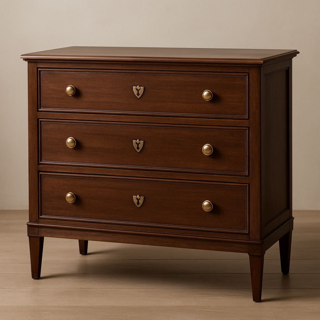 Cómoda de Madera Maciza Marrón con 3 Cajones 80x45x85 cm-Villageforms