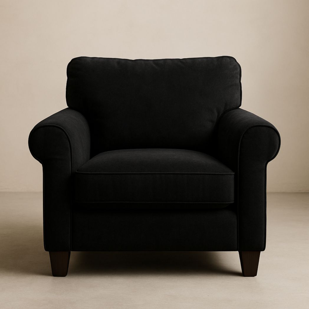 Sillón de Poliester Negro con Estructura de Madera 90x100x95 cm-Villageforms