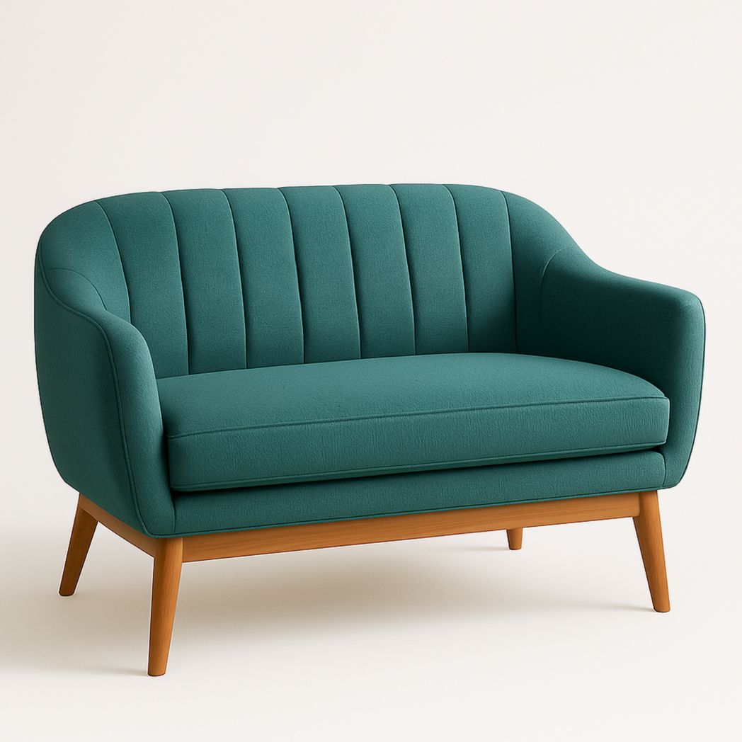 Sofá 2 plazas tela poliéster verde estructura madera 133x75x78 cm-Villageforms