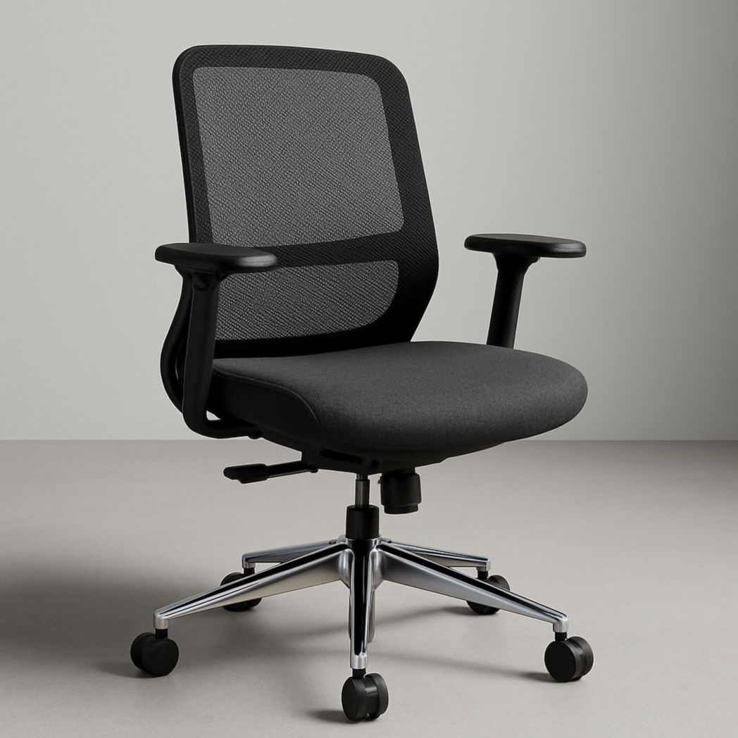 Silla de oficina giratoria con estructura de aleación de cromo, respaldo de malla y altura ajustable 100x60x60 cm-Villageforms