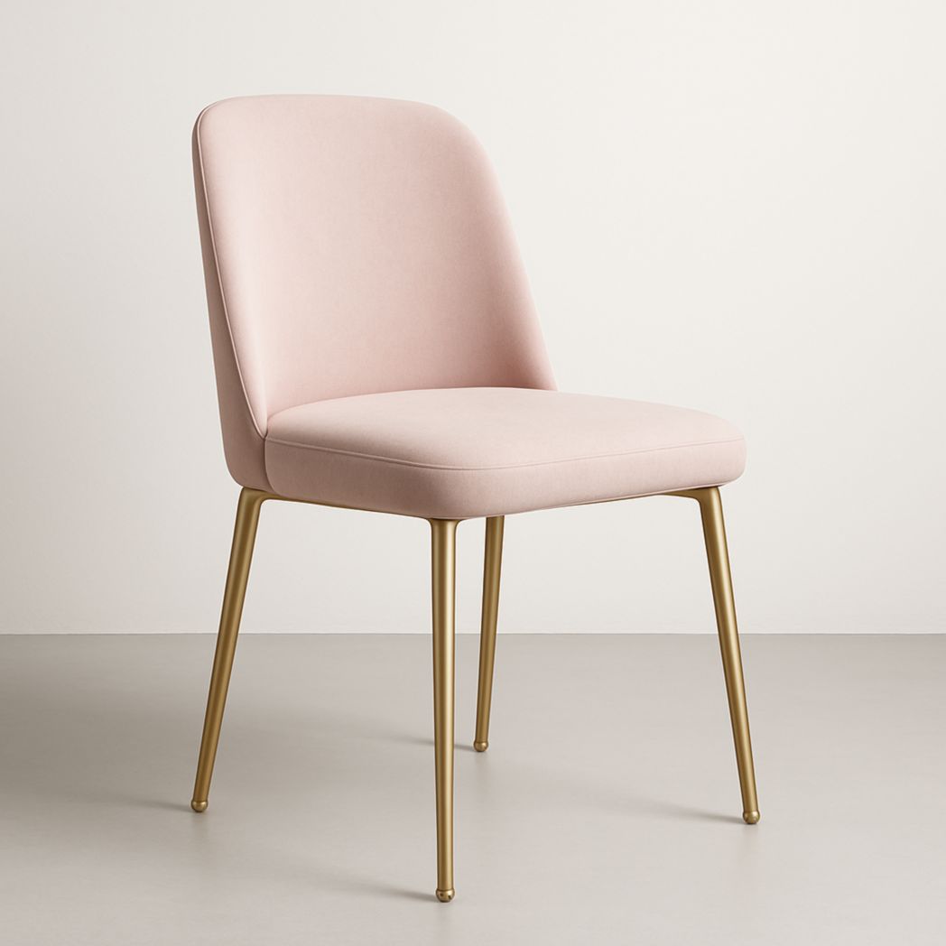 Silla de comedor de tela rosa con patas de tubo de acero dorado 78x50x55 cm-Villageforms