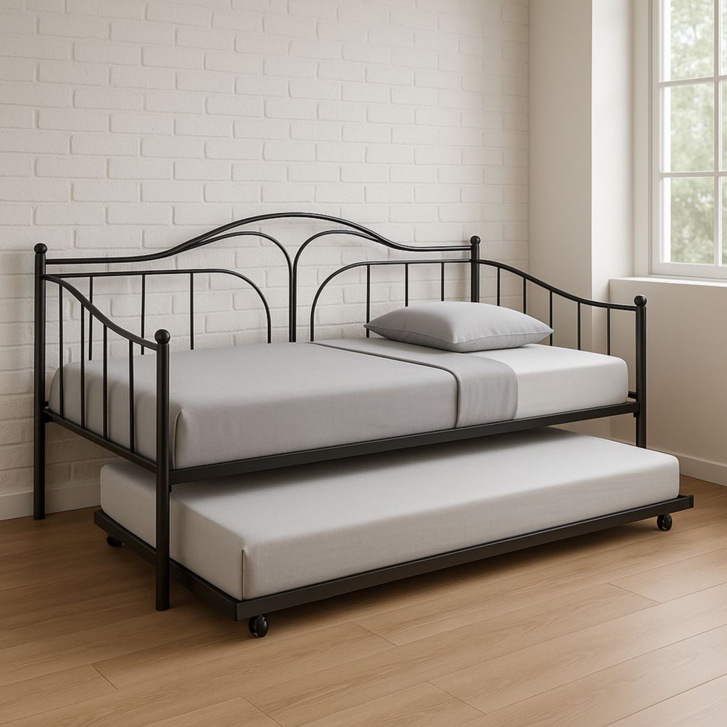 Cama extraíble de metal negro 200x90x100 cm-Villageforms