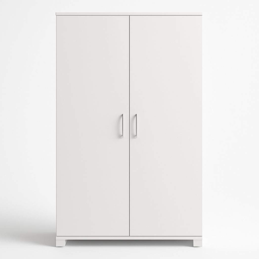 Armario de 2 puertas, color blanco, fabricado en tablero aglomerado, dimensiones 180 x 90 x 50 cm-Villageforms