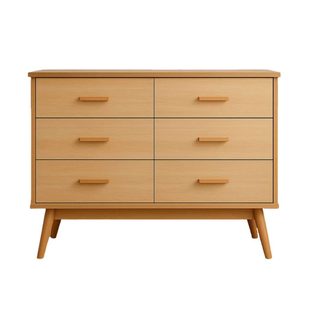 Cómoda de Madera con 6 Cajones Color Madera Claro 120x40x78 cm-Villageforms