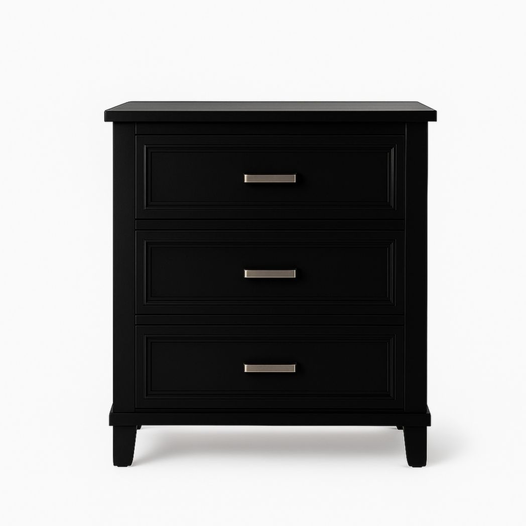 Cómoda de MDF lacada en negro con 3 cajones 80x40x85 cm-Villageforms