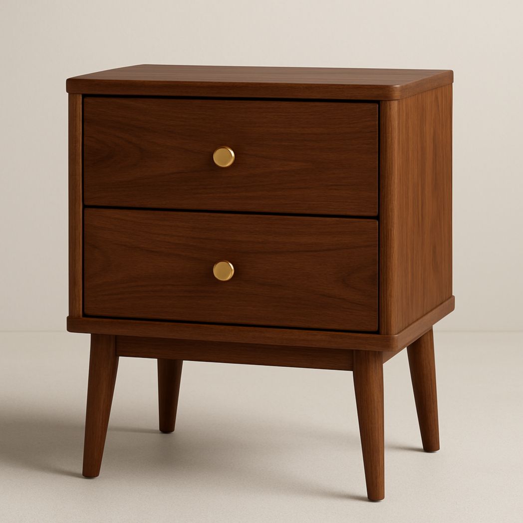 Mesilla de noche de madera con 2 cajones 60x50x40 cm-Villageforms