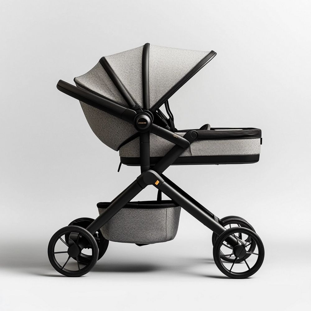 Passeggino Compatto Grigio/Nero Regolabile Leggero in Alluminio Tessuto Poliestere Dimensioni 80x60x110cm EN 1888