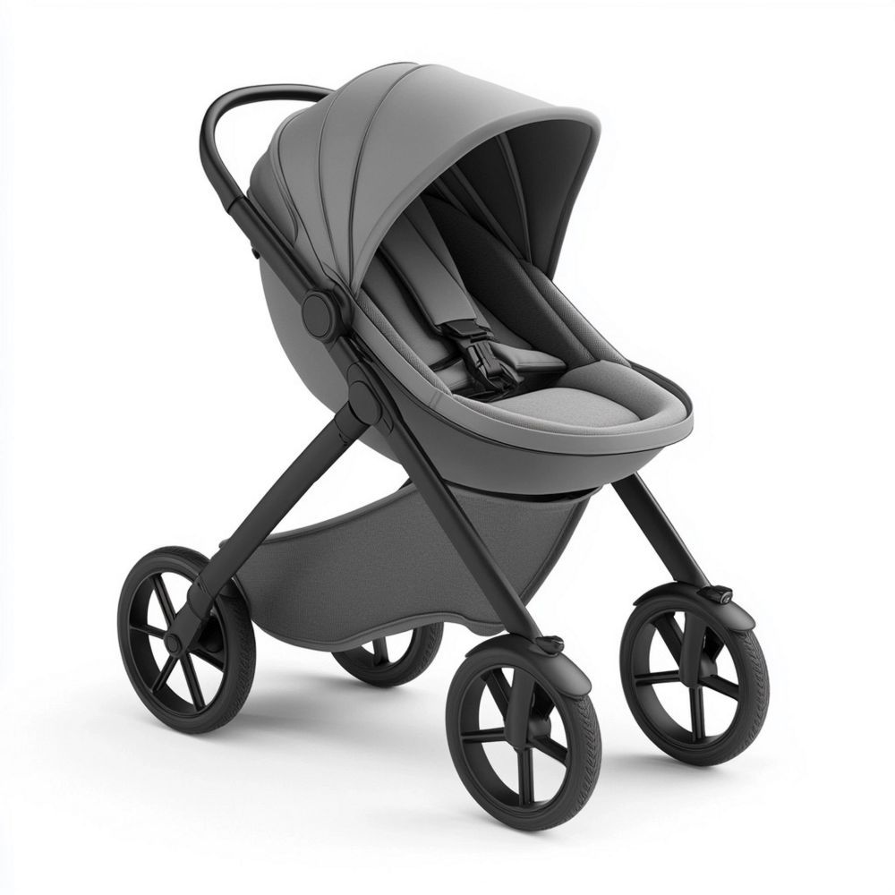 Passeggino per Bambini Pieghevole Grigio Alluminio/Poliestere 105x87x58 cm