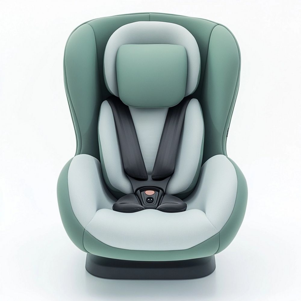 Seggiolino Auto Bambino Forma Ergonomica Verde Tessuto Rinforzato ECE R44 Altezza 68 cm