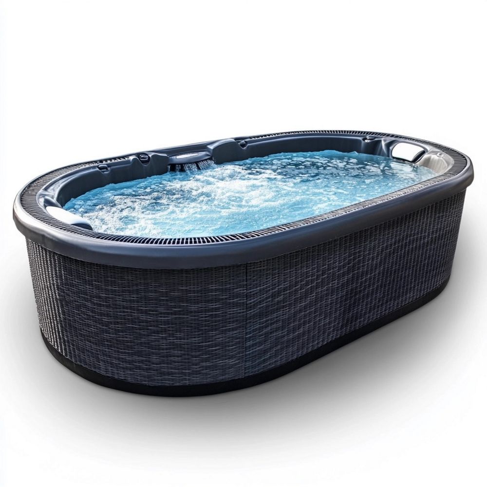 Vasca Idromassaggio Ovale in Resina Sintetica Grigio/Nero Dim. 200x100x80 cm