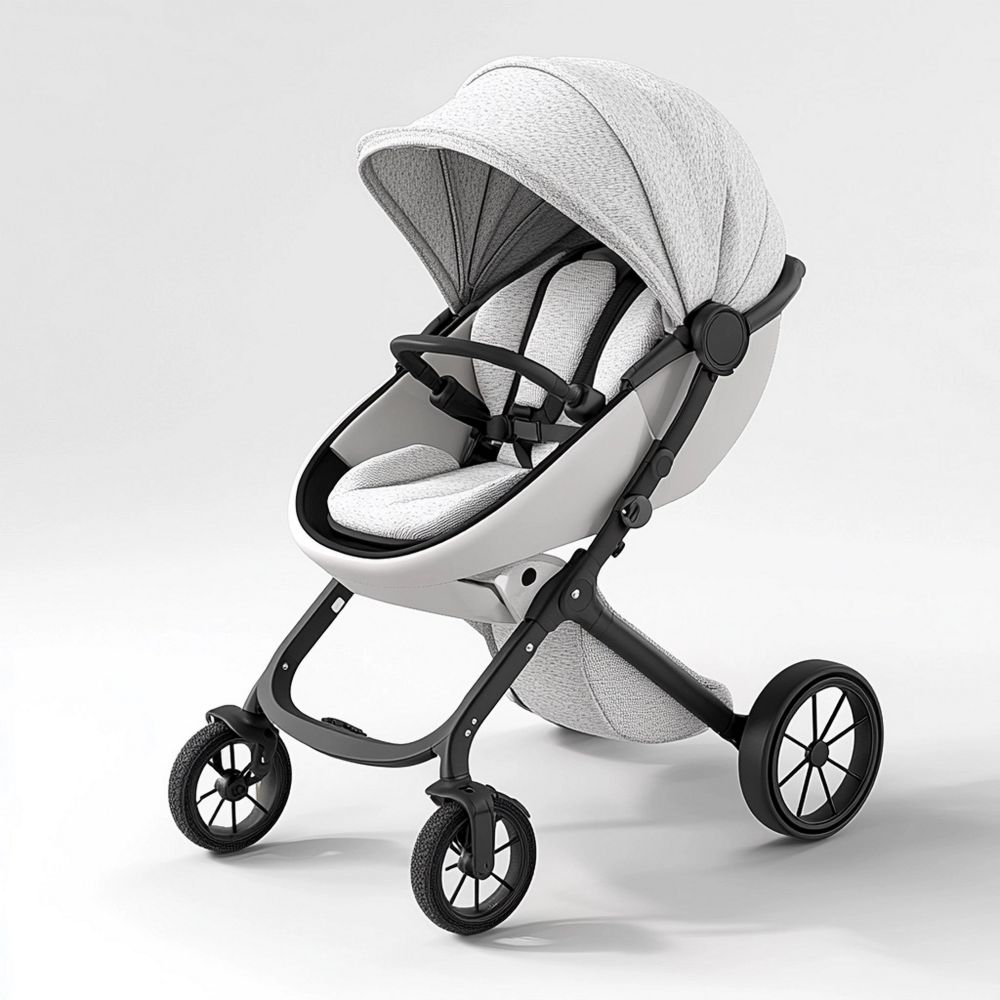 Passeggino per Bambini Grigio Telaio in Alluminio Seduta Regolabile Tessuto Poliestere 80 cm x 60 cm x 100 cm