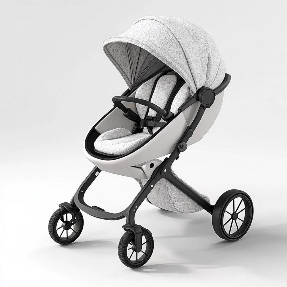 Passeggino per Bambini Grigio Telaio in Alluminio Seduta Regolabile Tessuto Poliestere 80 cm x 60 cm x 100 cm