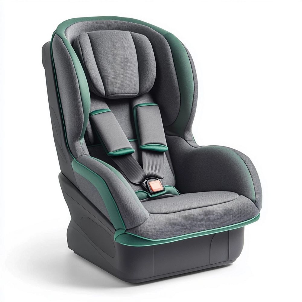 Seggiolino auto per bambini in poliestere ISOFIX con schienale regolabile Grigio/Verde 60x45x70 cm
