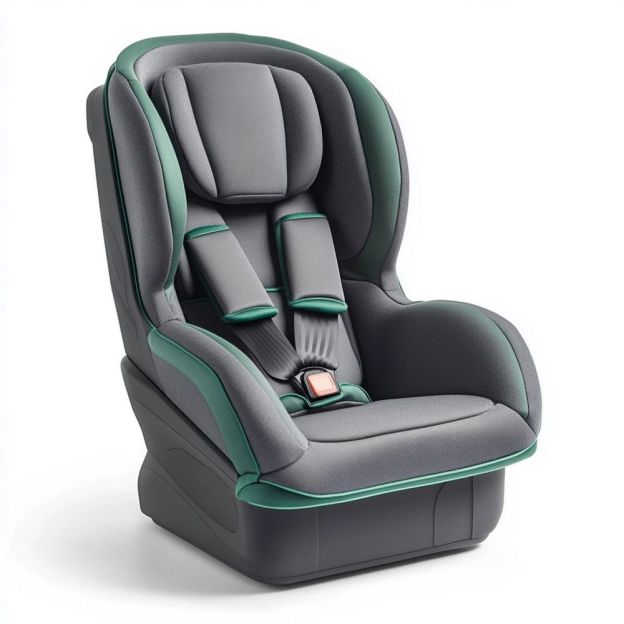 Seggiolino auto per bambini in poliestere ISOFIX con schienale regolabile Grigio/Verde 60x45x70 cm
