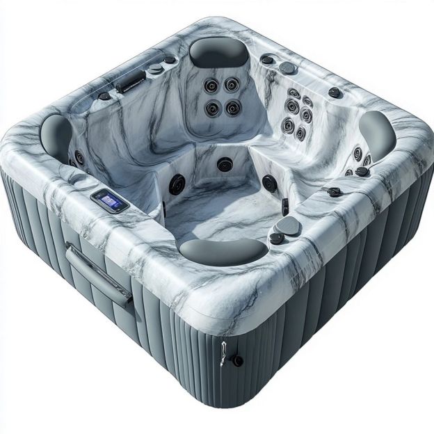 Vasca Idromassaggio Quadrata Marmorizzata PVC 210cm x 210cm x 90cm