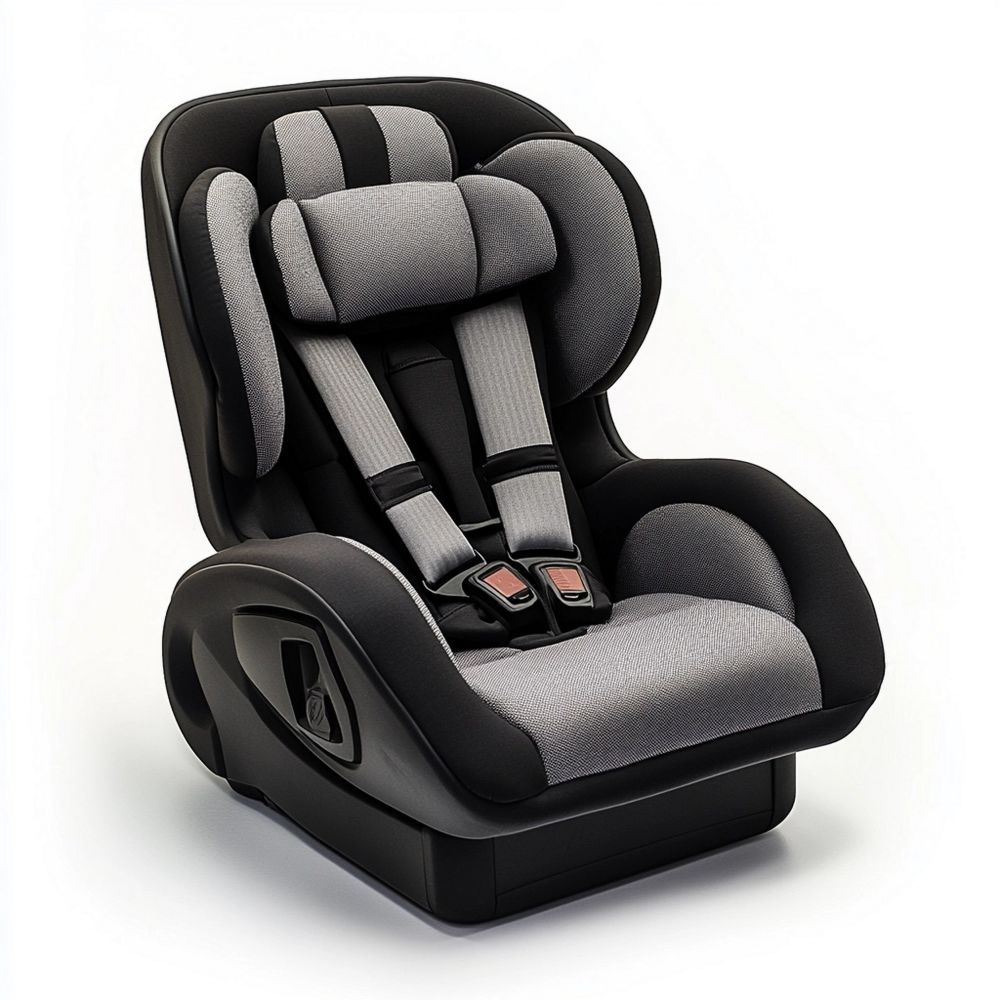 Seggiolino Auto Bambini in Tessuto Poliestere Forma Ergonomica Grigio/Nero con Cinture di Sicurezza Regolabili