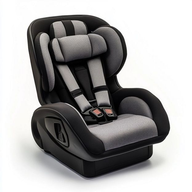 Seggiolino Auto Bambini in Tessuto Poliestere Forma Ergonomica Grigio/Nero con Cinture di Sicurezza Regolabili