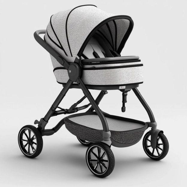 Passeggino per Bambini Grigio/Antracite Tessuto Resistente con Telaio in Alluminio, Dimensioni 85x60x110 cm, EN 1888