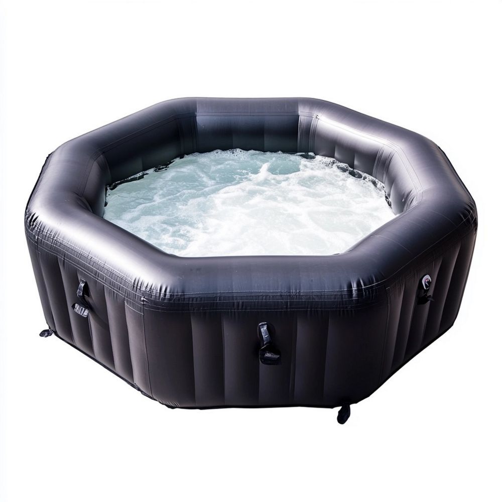 Vasca Idromassaggio Gonfiabile Ottagonale Nero PVC Capacità 800L