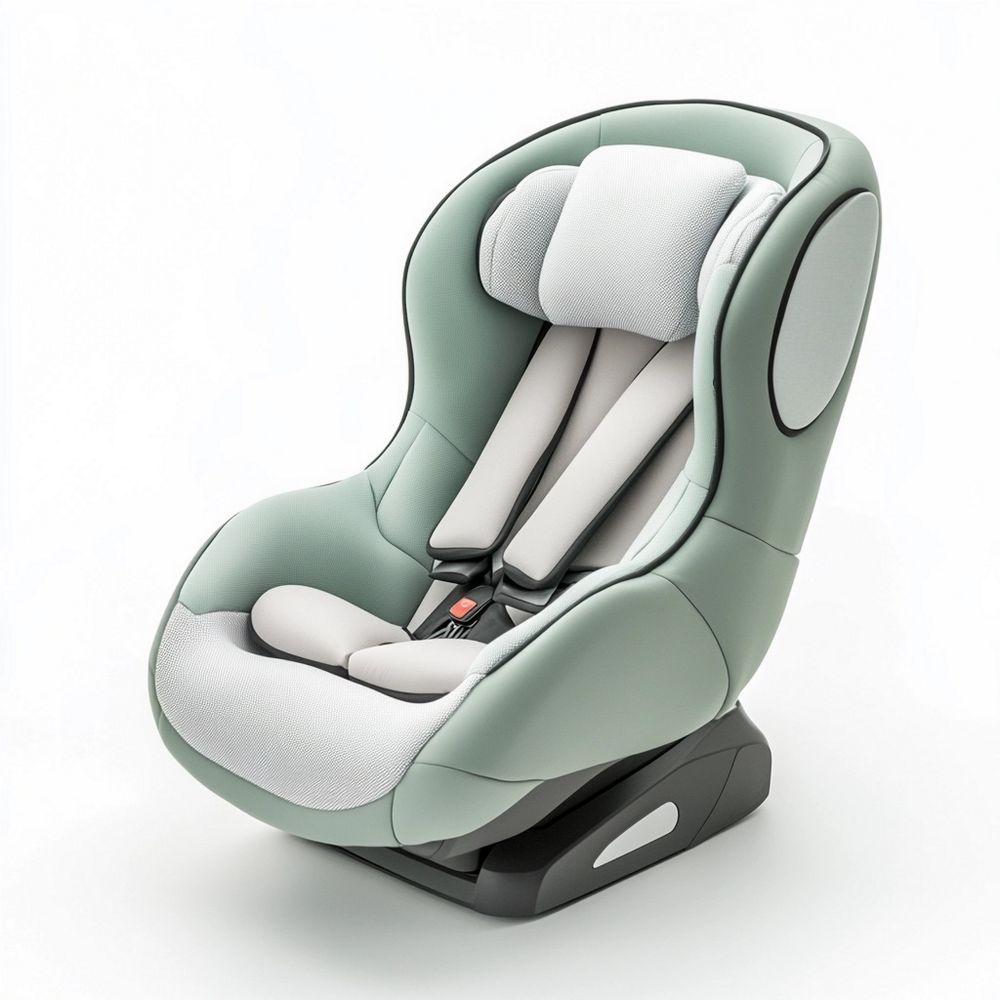Seggiolino Auto Bambini PU Forma Ergonomica ISOFIX Verde/Grigio 65cm x 45cm x 60cm