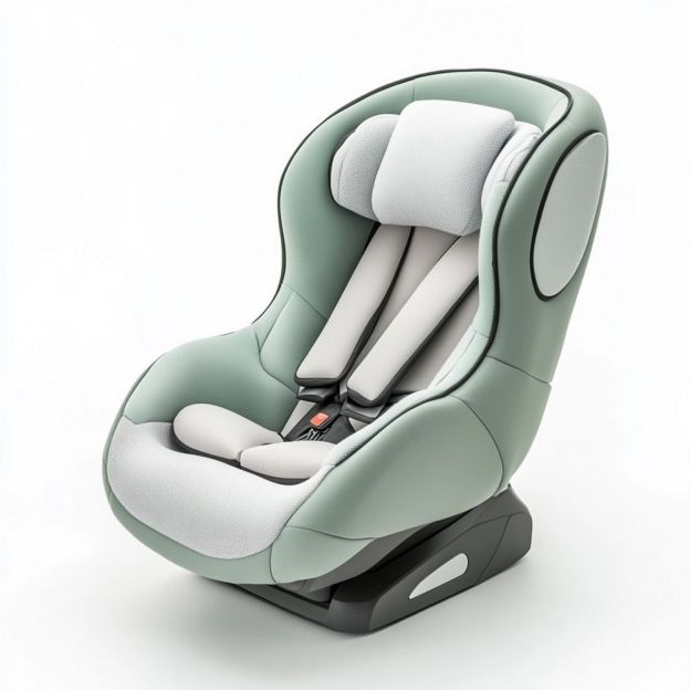 Seggiolino Auto Bambini PU Forma Ergonomica ISOFIX Verde/Grigio 65cm x 45cm x 60cm