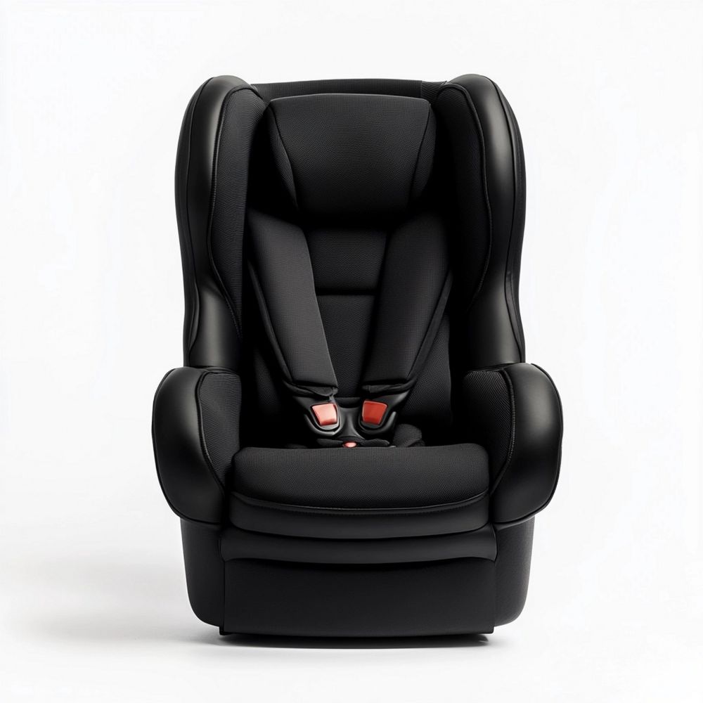 Seggiolino Auto Per Bambini, Realizzato In Tessuto Tecnico Nero E Pelle Pu, Conforme Allo Standard Europeo ECE R44/04 65 Cm X 45 Cm X 35 Cm