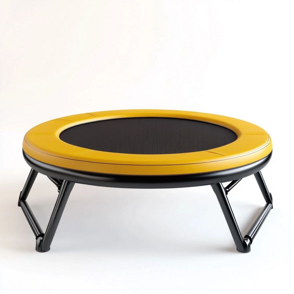 Trampolino Circolare Ø122 cm in Polipropilene e Acciaio Giallo/Nero Resistente per Interni ed Esterni