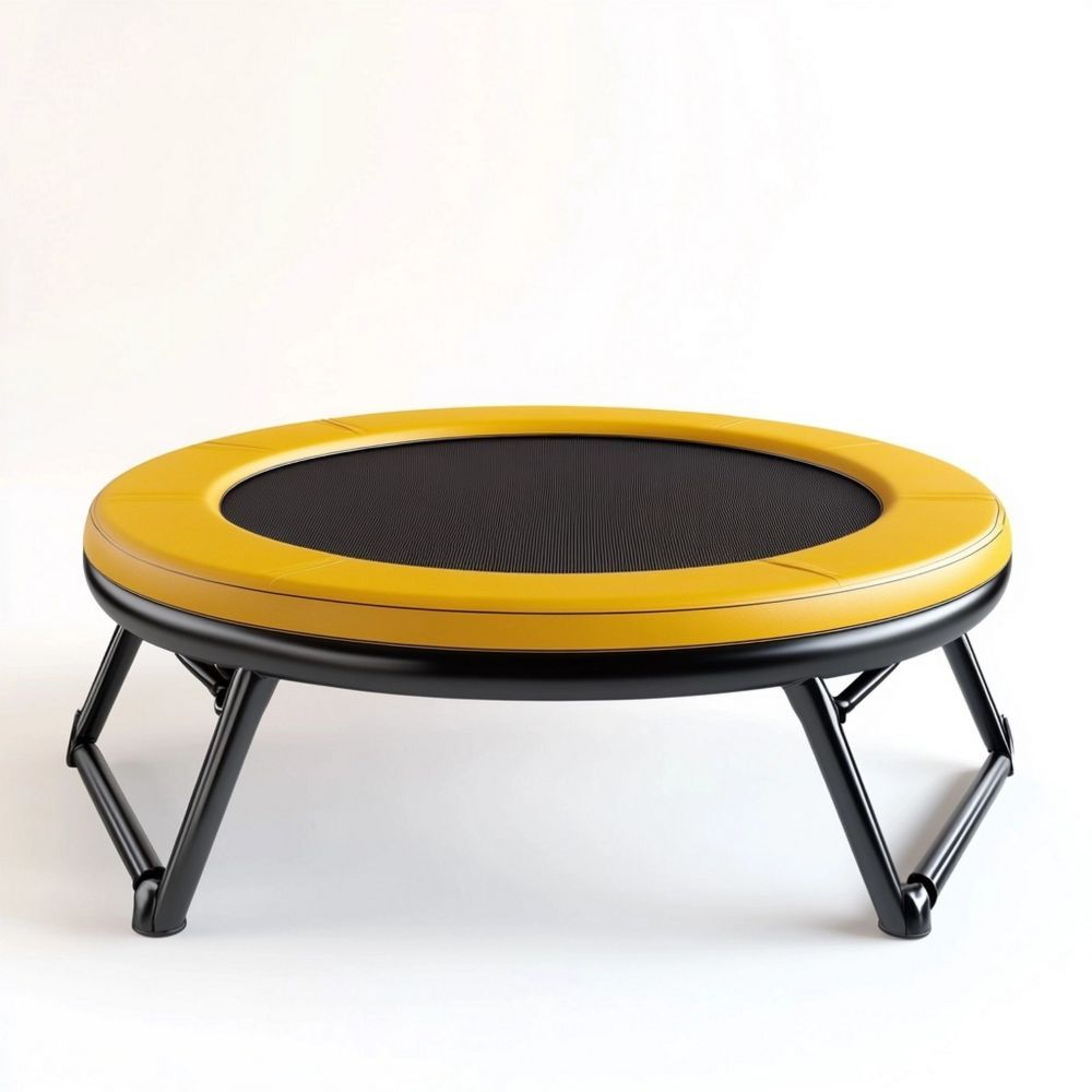 Trampolino Circolare Ø122 cm in Polipropilene e Acciaio Giallo/Nero Resistente per Interni ed Esterni