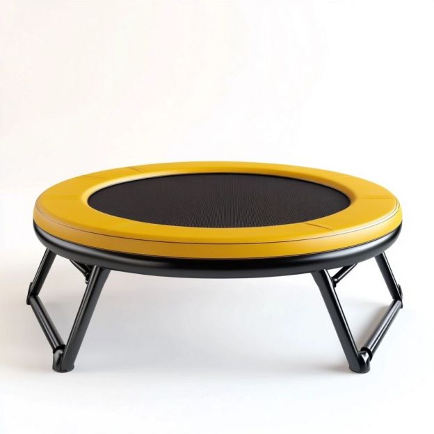Trampolino Circolare Ø122 cm in Polipropilene e Acciaio Giallo/Nero Resistente per Interni ed Esterni